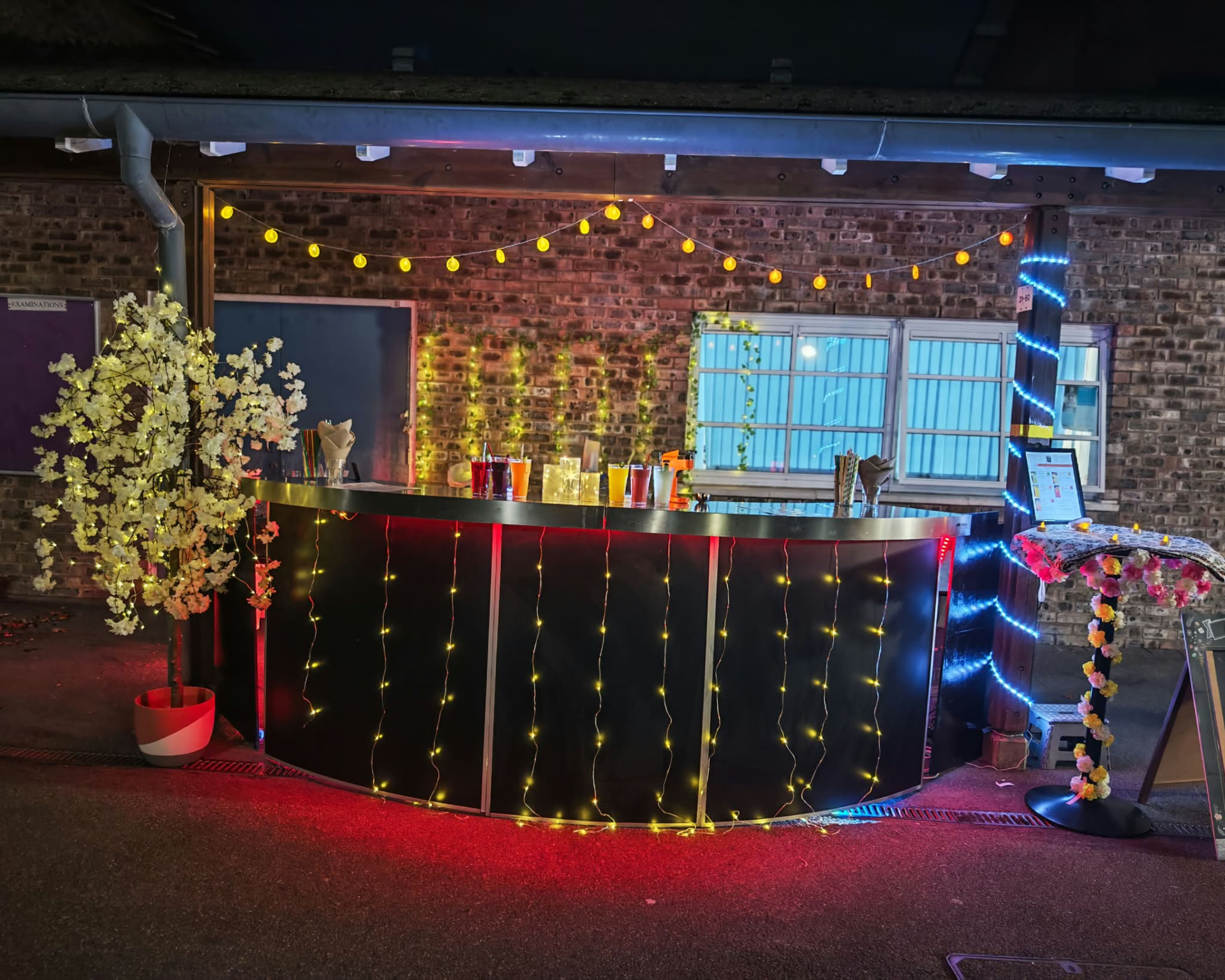 The light-up bar, ready for the night