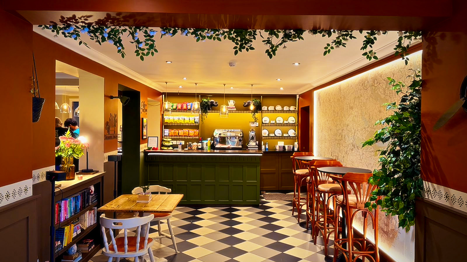 The bar and coffee counter at The Shepherd & Dog